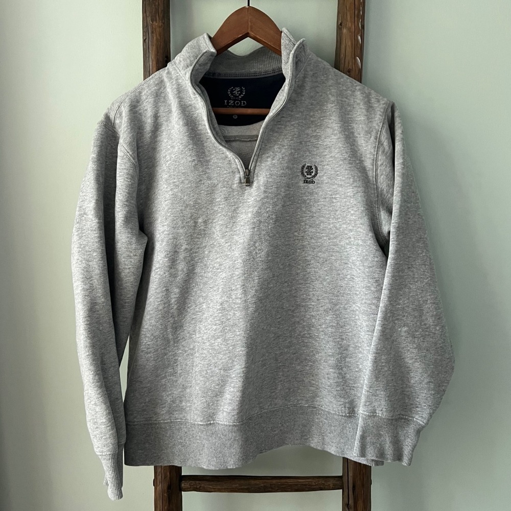 IZOD‎ Quarter Zip Pullover Sweatshirt Casual Activewear Gray size S